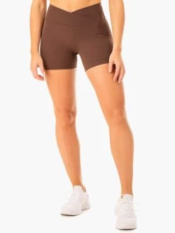Serene Cross Over Scrunch Shorts - Chocolate