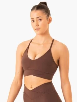 Serene Cross Over Sports Bra - Chocolate -Ryderwear serene cross over sports bra chocolate clothing ryderwear 721208 1080x