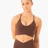 Serene Cross Over Sports Bra - Chocolate