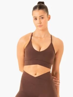 Serene Cross Over Sports Bra - Chocolate