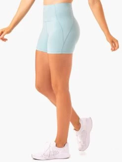 Sola High Waisted Shorts - Seafoam Blue -Ryderwear sola high waisted shorts seafoam blue clothing ryderwear 862967 1080x