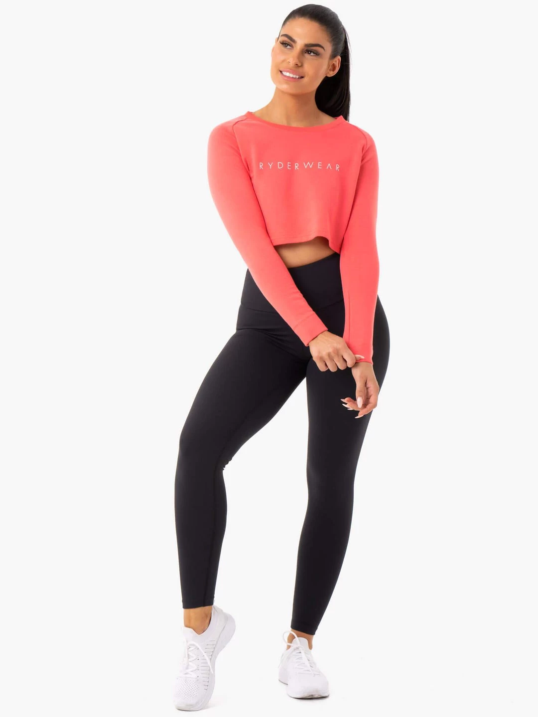Staples Cropped Sweater - Coral 4 Staples Cropped Sweater - Coral - Image 4