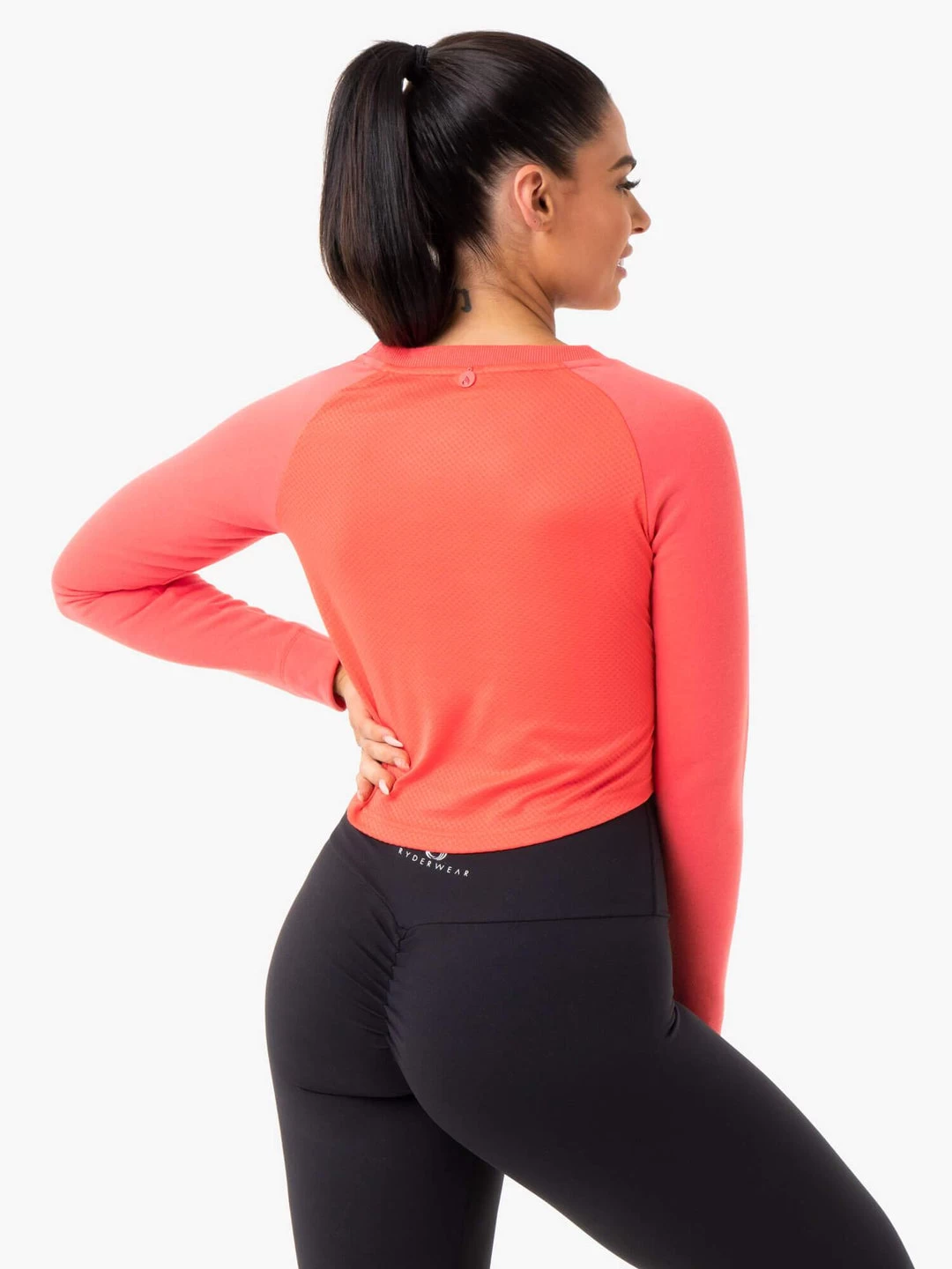 Staples Cropped Sweater - Coral 2 Staples Cropped Sweater - Coral - Image 2