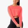 Staples Cropped Sweater - Coral