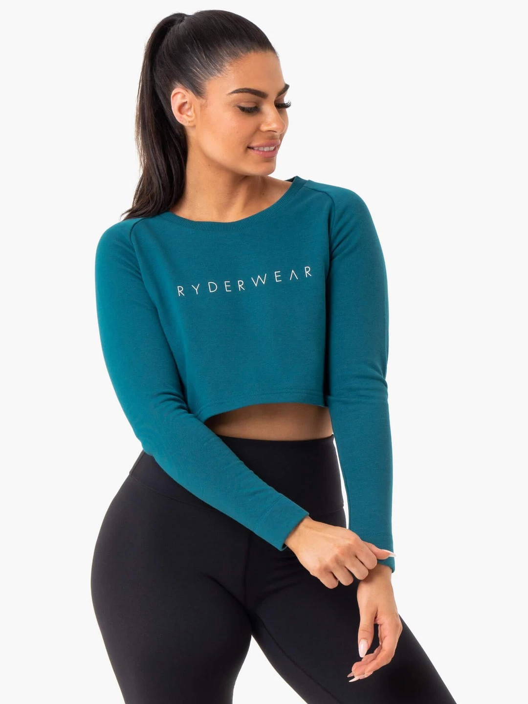 Staples Cropped Sweater - Emerald 1 Staples Cropped Sweater - Emerald