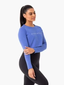 Staples Cropped Sweater - Iris Blue -Ryderwear staples cropped sweater iris blue clothing ryderwear 349258 1080x