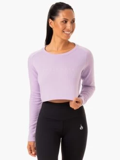 Staples Cropped Sweater - Lilac