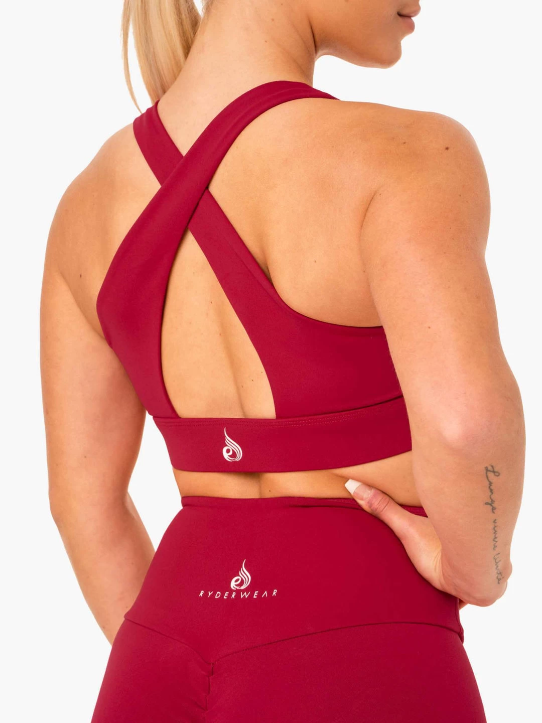 Staples Cross Over Sports Bra - Wine Red 2 Staples Cross Over Sports Bra - Wine Red - Image 2
