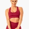 Staples Cross Over Sports Bra - Wine Red