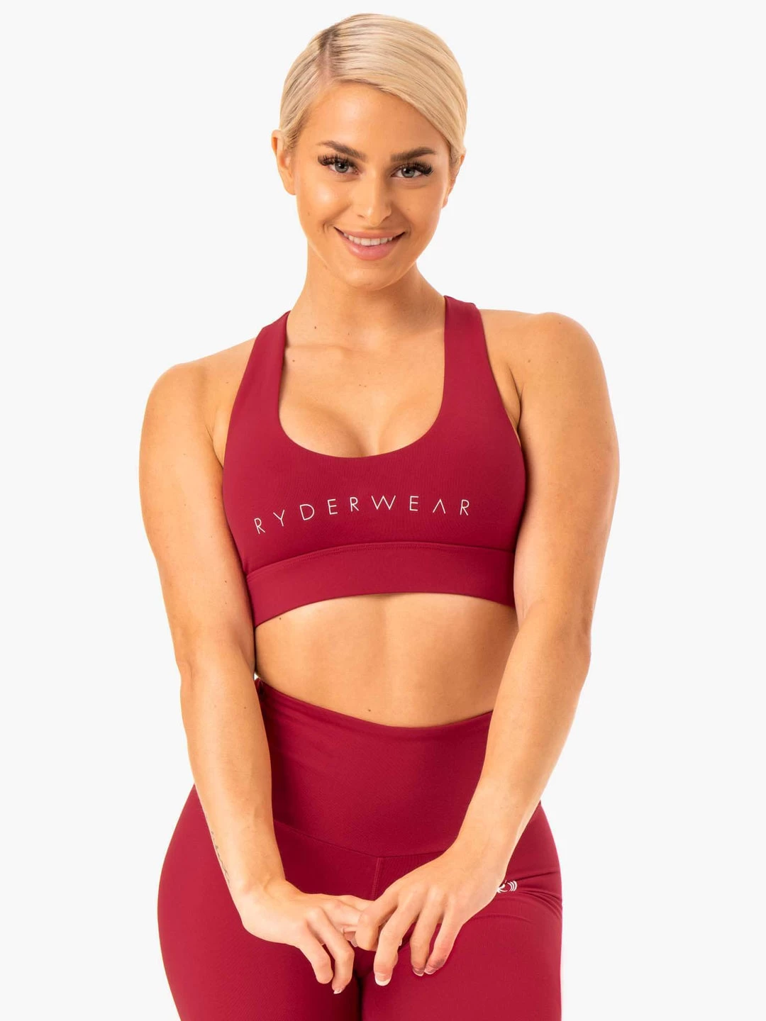 Staples Cross Over Sports Bra - Wine Red 1 Staples Cross Over Sports Bra - Wine Red