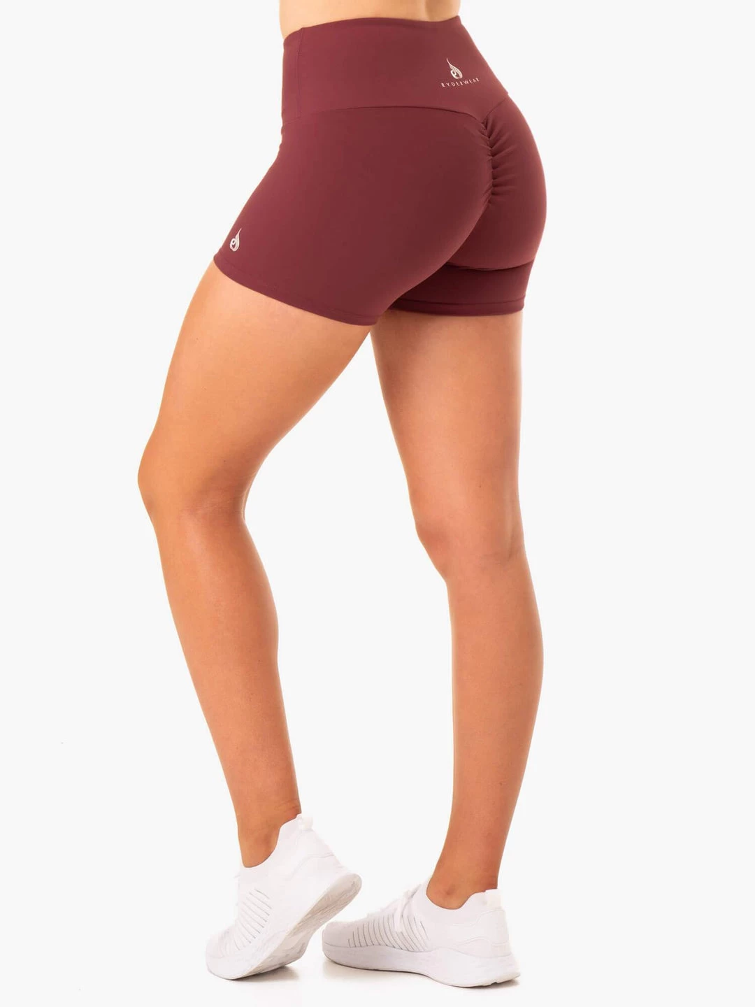 Staples Scrunch Bum Booty Shorts - Burgundy 2 Staples Scrunch Bum Booty Shorts - Burgundy - Image 2