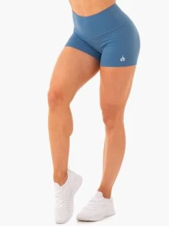Staples Scrunch Bum Booty Shorts - Steel Blue
