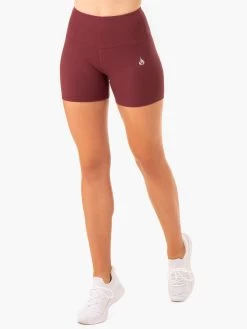 Staples Scrunch Bum Mid Length Shorts - Burgundy