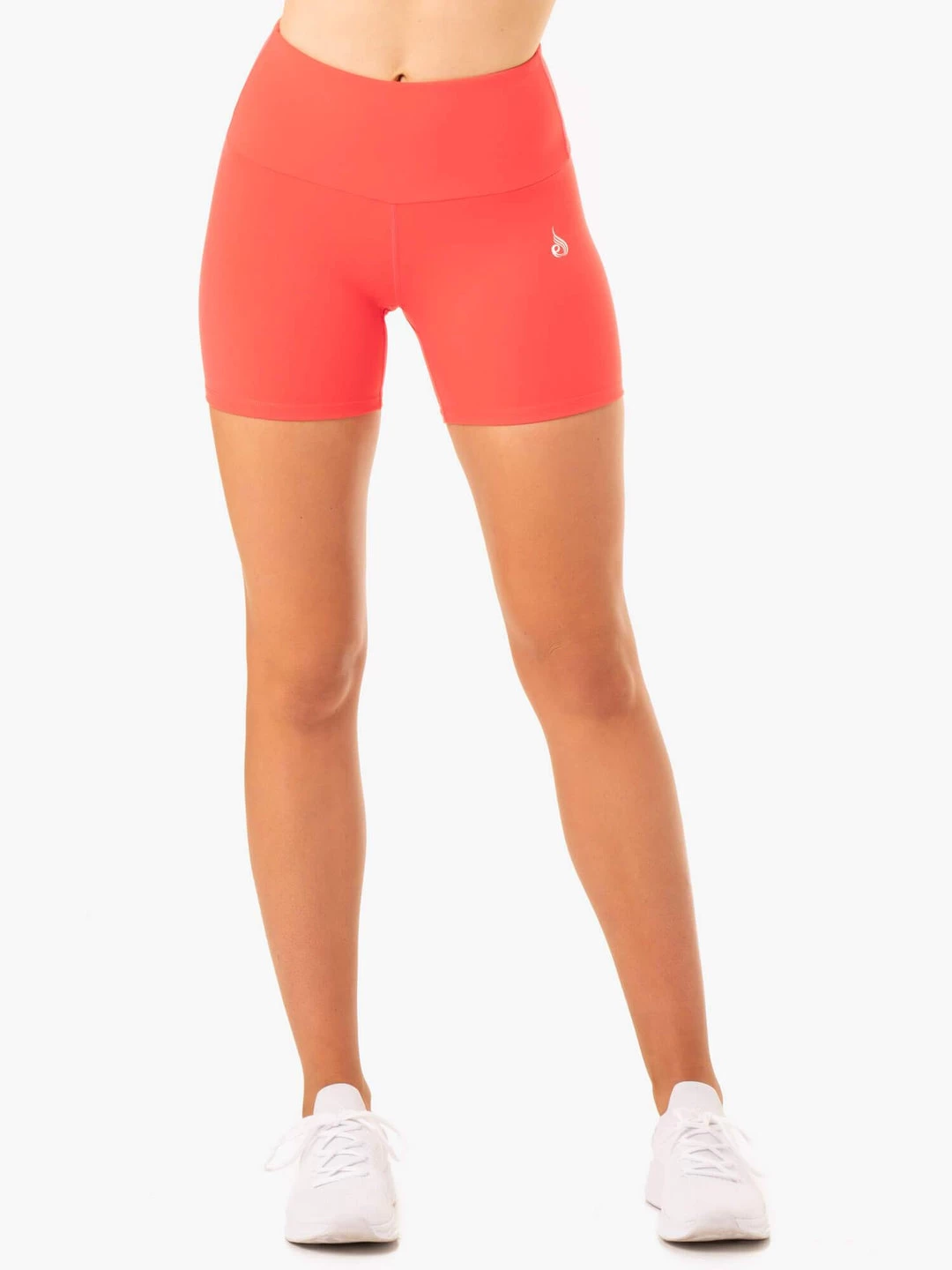 Staples Scrunch Bum Mid Length Shorts - Coral 1 Staples Scrunch Bum Mid Length Shorts - Coral