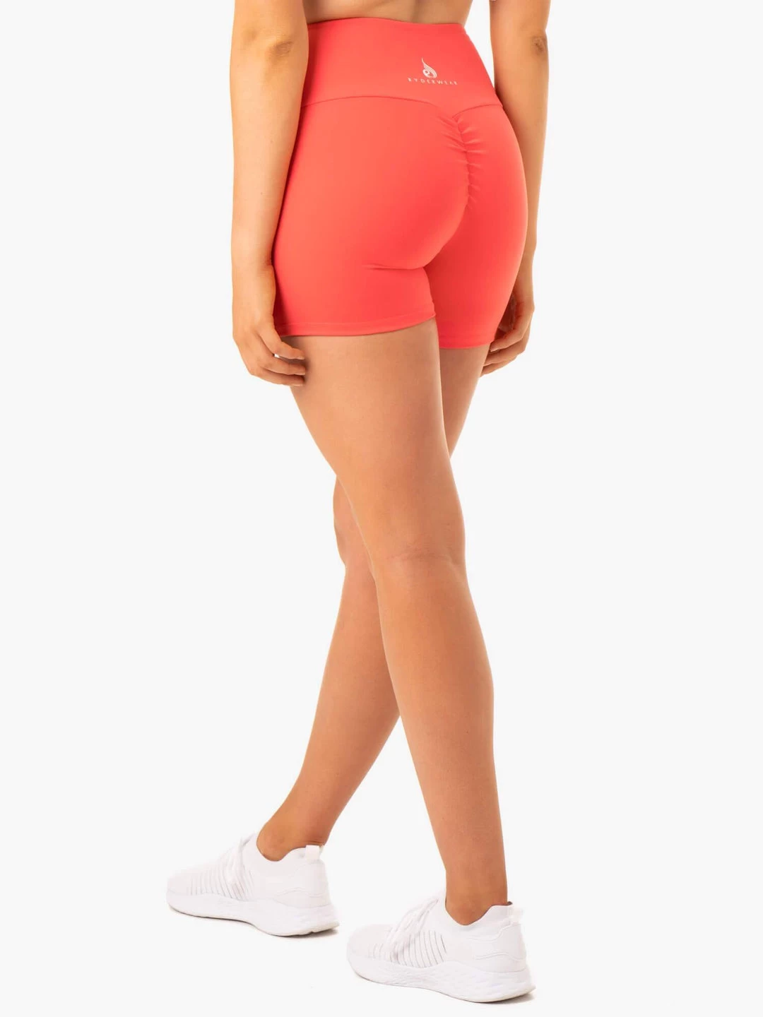 Staples Scrunch Bum Mid Length Shorts - Coral 2 Staples Scrunch Bum Mid Length Shorts - Coral - Image 2