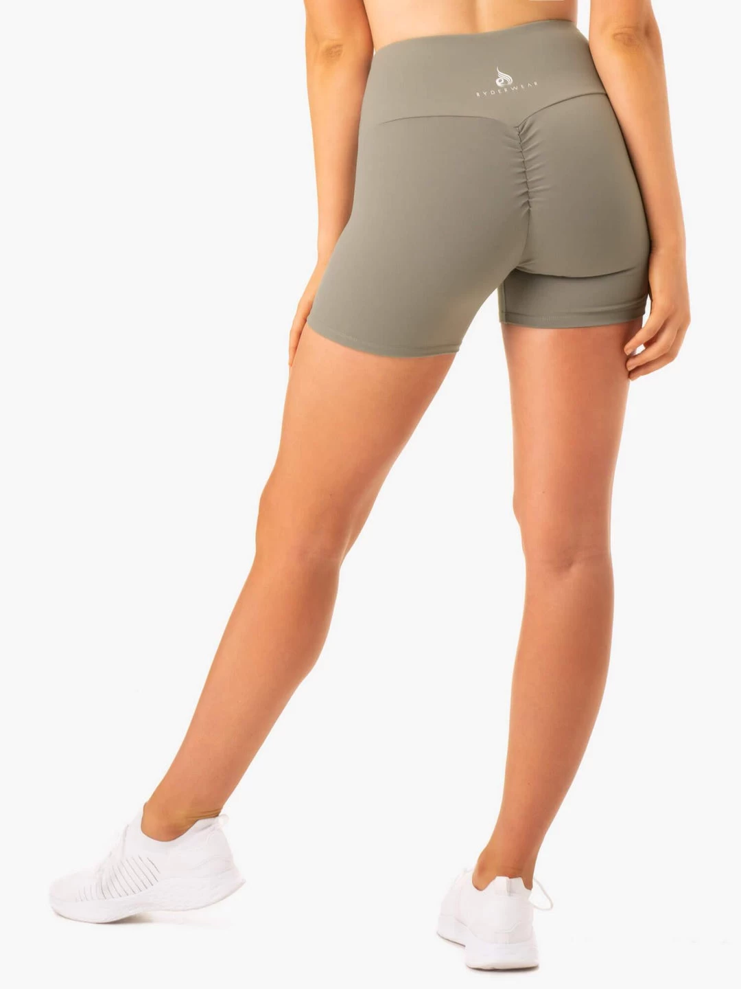 Staples Scrunch Bum Mid Length Shorts - Khaki 2 Staples Scrunch Bum Mid Length Shorts - Khaki - Image 2
