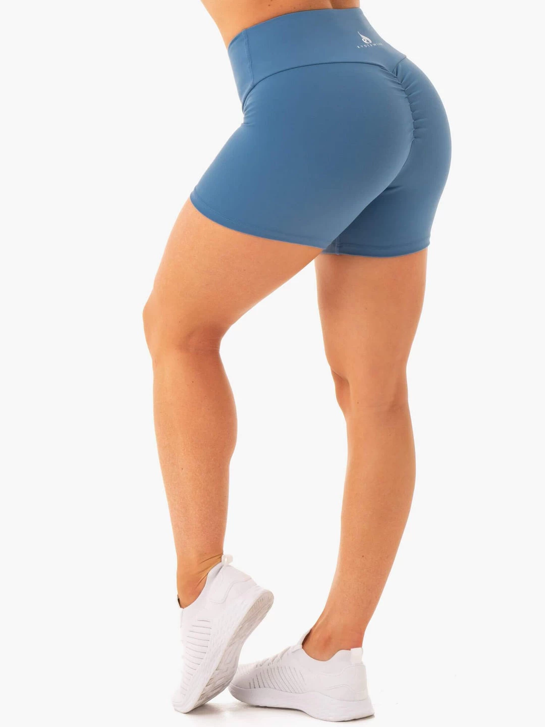 Staples Scrunch Bum Mid Length Shorts - Steel Blue 2 Staples Scrunch Bum Mid Length Shorts - Steel Blue - Image 2