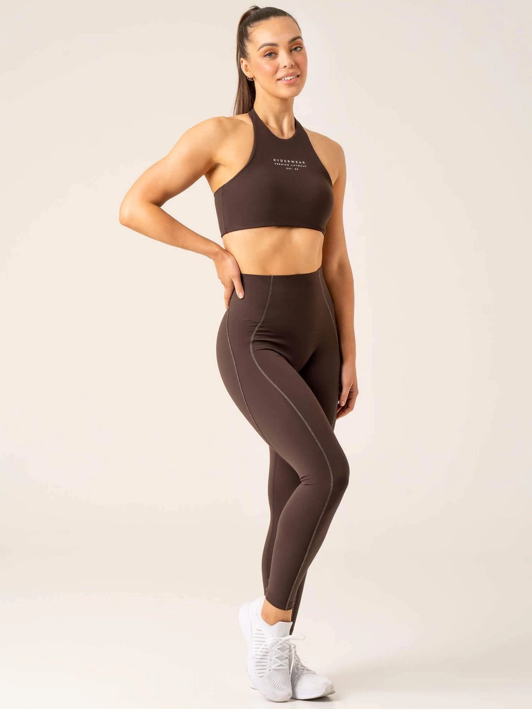 Stride Halter Sports Bra - Chocolate 5 Stride Halter Sports Bra - Chocolate - Image 5