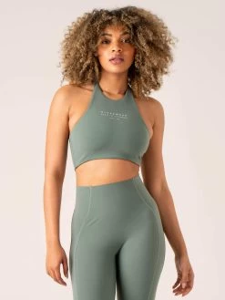 Stride Halter Sports Bra - Sage -Ryderwear stride halter sports bra sage clothing ryderwear 688887 1080x