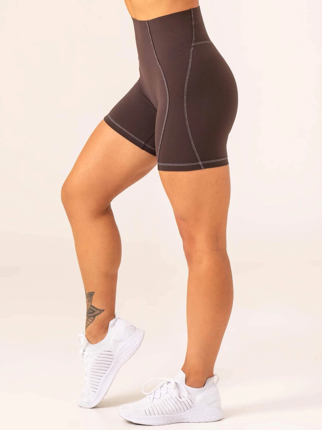 Stride High Waisted Shorts - Chocolate 2 Stride High Waisted Shorts - Chocolate - Image 2