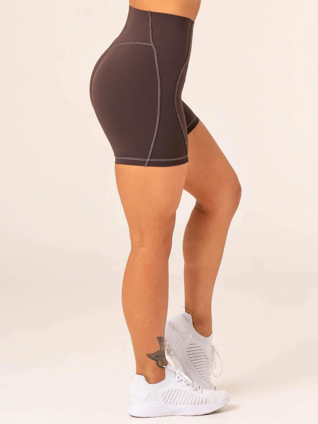 Stride High Waisted Shorts - Chocolate 5 Stride High Waisted Shorts - Chocolate - Image 5