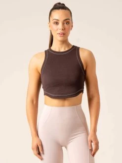 Stride Rib Tank - Chocolate -Ryderwear stride rib tank chocolate clothing ryderwear 130620 1080x