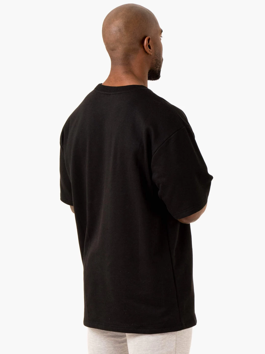 Throwback Oversized Fleece T-Shirt - Black 3 Throwback Oversized Fleece T-Shirt - Black - Image 3