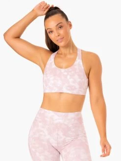 Tie Dye Sports Bra - Mauve Pink Tie Dye