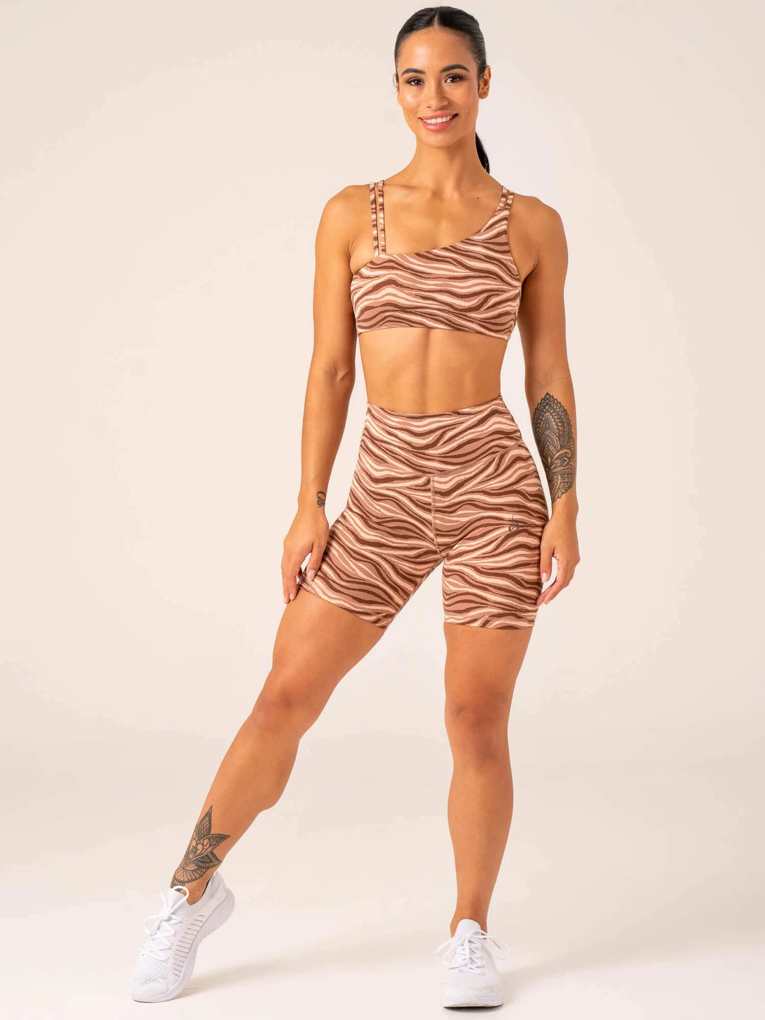 Unstoppable High Waisted Scrunch Shorts - Mocha Zebra 6 Unstoppable High Waisted Scrunch Shorts - Mocha Zebra - Image 6