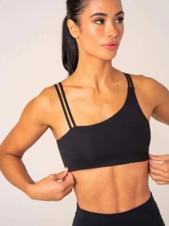 Unstoppable One Shoulder Sports Bra - Black -Ryderwear unstoppable one shoulder sports bra black clothing ryderwear 263255 1080x
