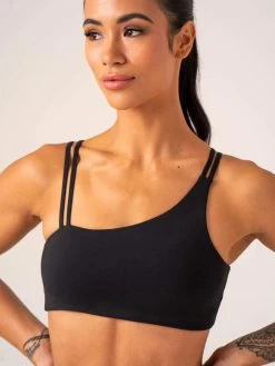 Unstoppable One Shoulder Sports Bra - Black -Ryderwear unstoppable one shoulder sports bra black clothing ryderwear 684057 1080x