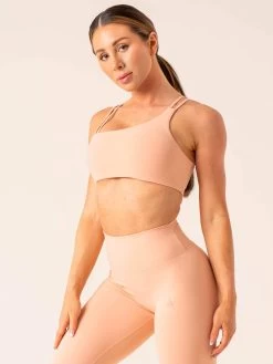 Unstoppable One Shoulder Sports Bra - Peach -Ryderwear unstoppable one shoulder sports bra peach clothing ryderwear 696524 1080x