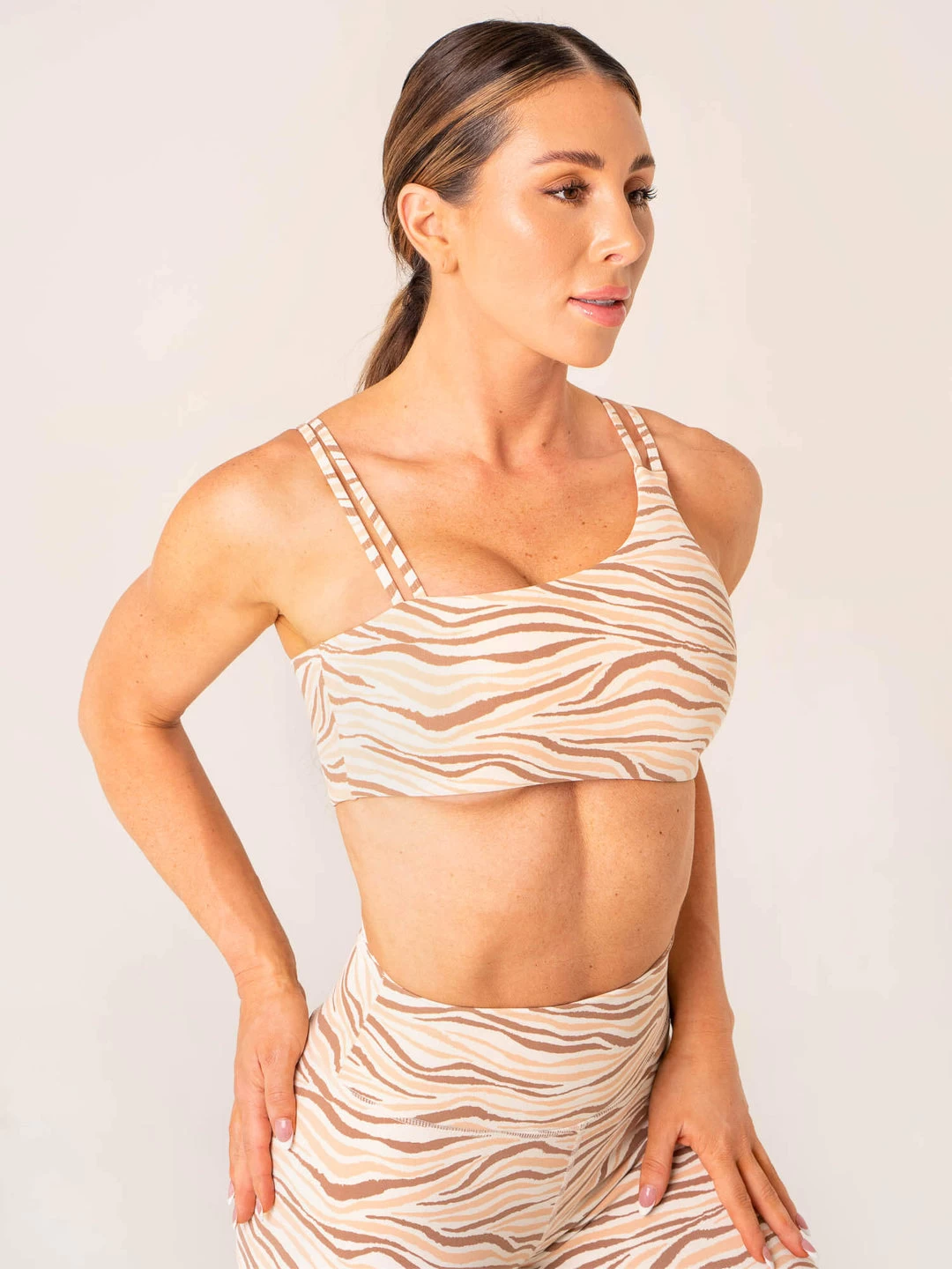 Unstoppable One Shoulder Sports Bra - Vanilla Zebra 2 Unstoppable One Shoulder Sports Bra - Vanilla Zebra - Image 2