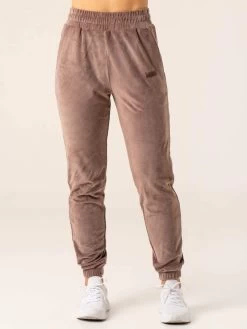 Velour Track Pant - Taupe