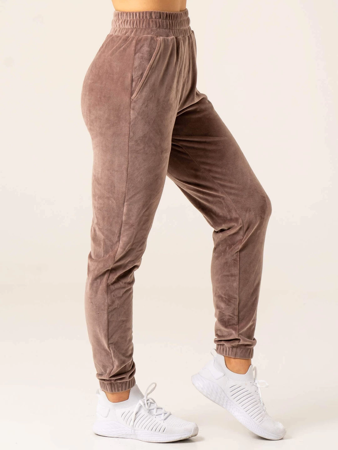 Velour Track Pant - Taupe 3 Velour Track Pant - Taupe - Image 3