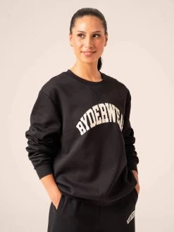 Women's Collegiate Crew Neck - Black -Ryderwear womens collegiate crew neck black clothing ryderwear 244900 1080x