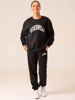 Women's Collegiate Crew Neck - Black -Ryderwear womens collegiate crew neck black clothing ryderwear 928524 1080x