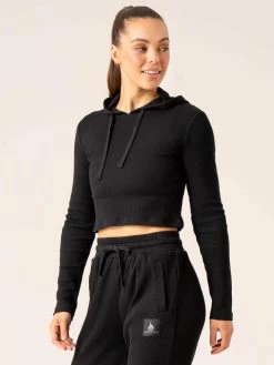 Women's Waffle Lounge Hoodie - Black -Ryderwear womens waffle lounge hoodie black clothing ryderwear 896931 1080x