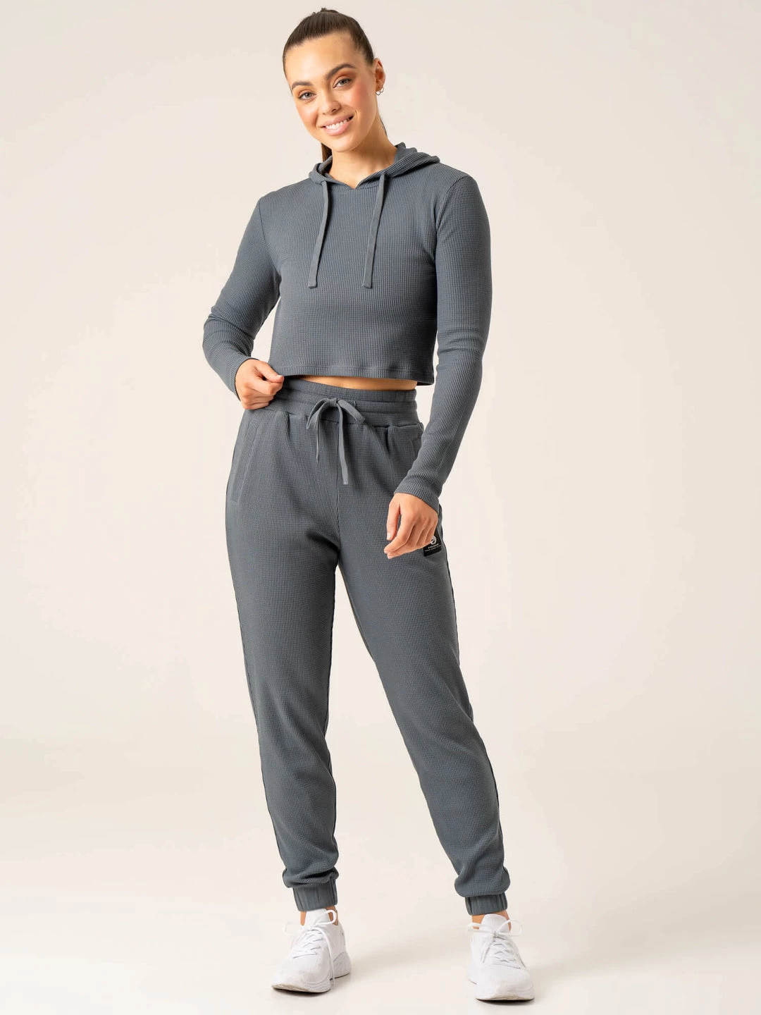 Women's Waffle Lounge Hoodie - Steel Blue 7 Women's Waffle Lounge Hoodie - Steel Blue - Image 7