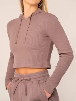 Women's Waffle Lounge Hoodie - Taupe -Ryderwear womens waffle lounge hoodie taupe clothing ryderwear 662838 1080x