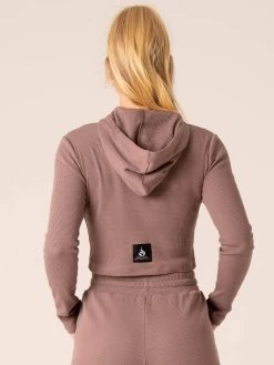 Women's Waffle Lounge Hoodie - Taupe -Ryderwear womens waffle lounge hoodie taupe clothing ryderwear 896497 1080x