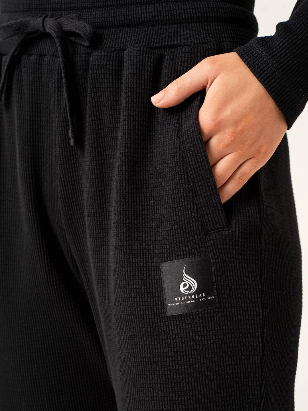 Women's Waffle Lounge Pants - Black 2 Women's Waffle Lounge Pants - Black - Image 2