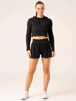 Women's Waffle Lounge Shorts - Black -Ryderwear womens waffle lounge shorts black clothing ryderwear 536806 1080x