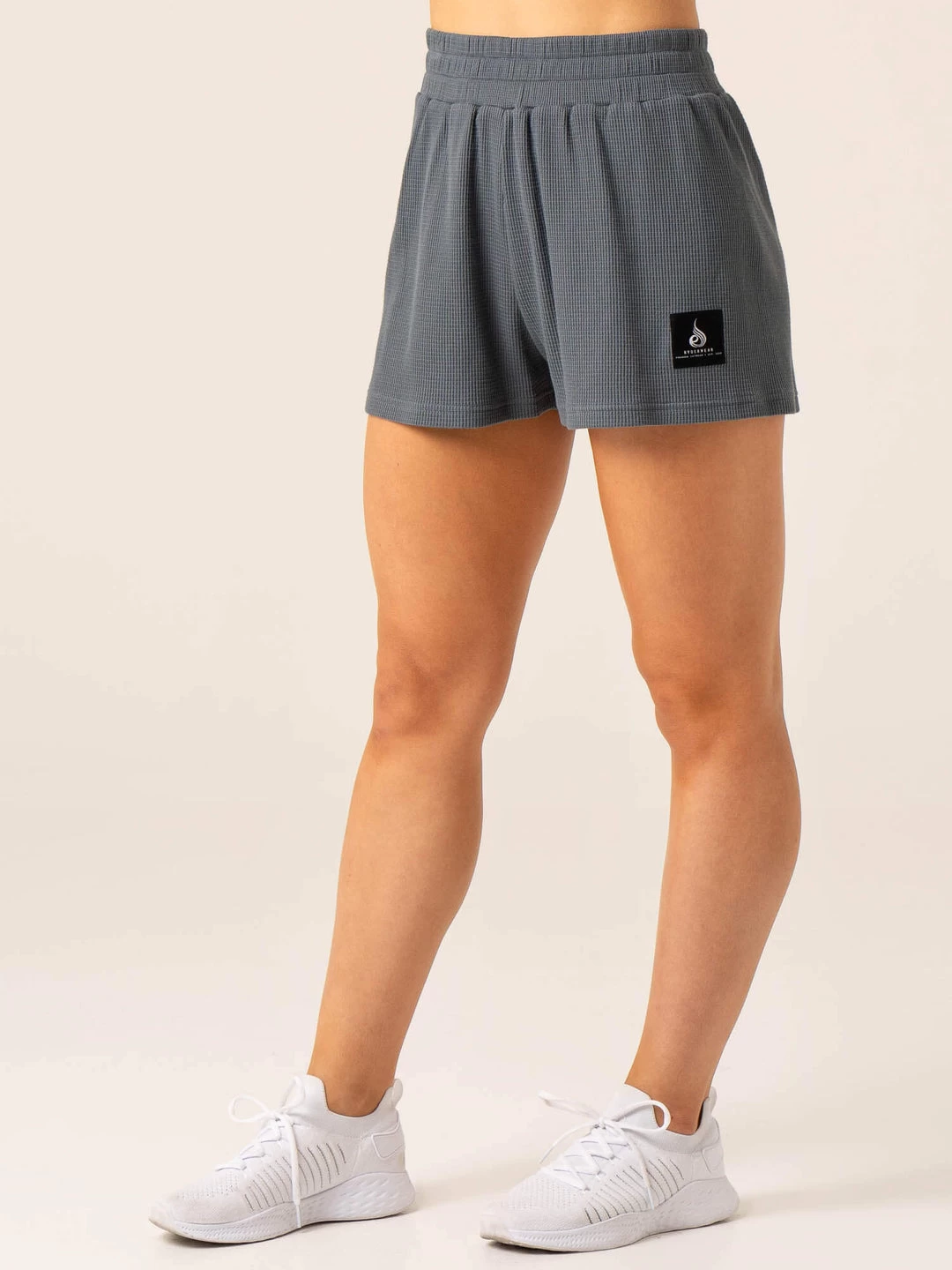 Women's Waffle Lounge Shorts - Steel Blue 1 Women's Waffle Lounge Shorts - Steel Blue